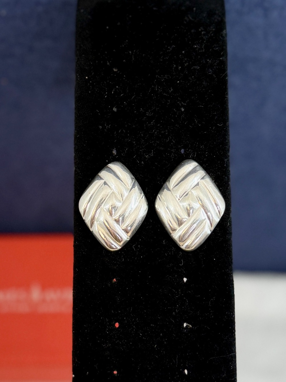 JAMES AVERY Sterling Puffy Dome Basketweave Braid Cable Stud Earrings; RETIRED